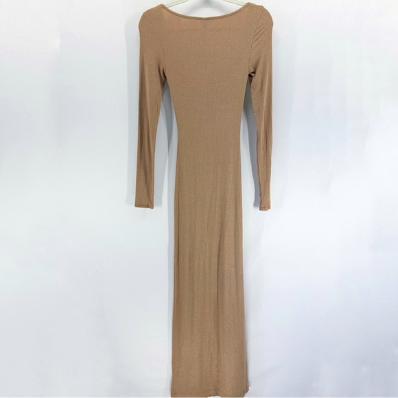 Skims Soft Lounge Long sleeve Stretch-jersey Maxi Dress Camel Glitter X-Small - Picture 2 of 7